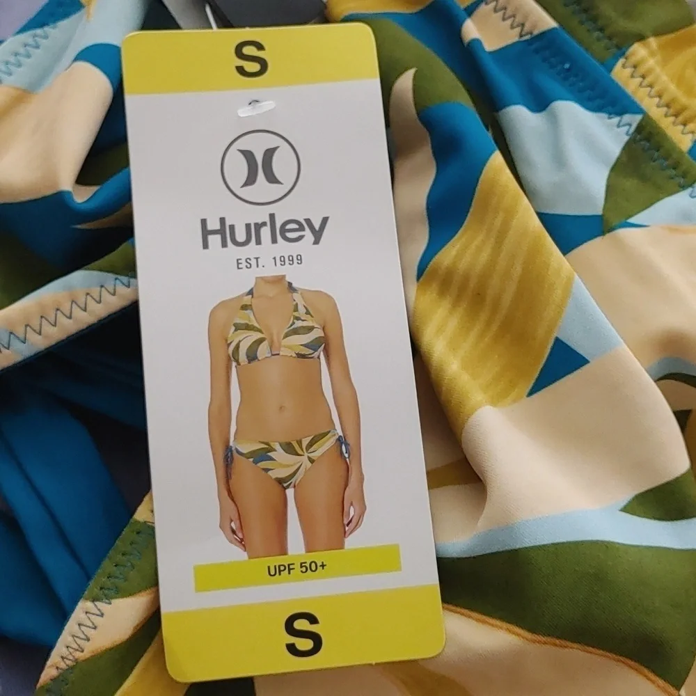 New Hurley Women's Reversible Bikini solid blue teal mix match S‎ XL XS